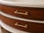 Traditional Mid 20th Century Transitional Oval Cocktail Table With Walnut Drawers and Brass Pulls For Sale - Image 3 of 3