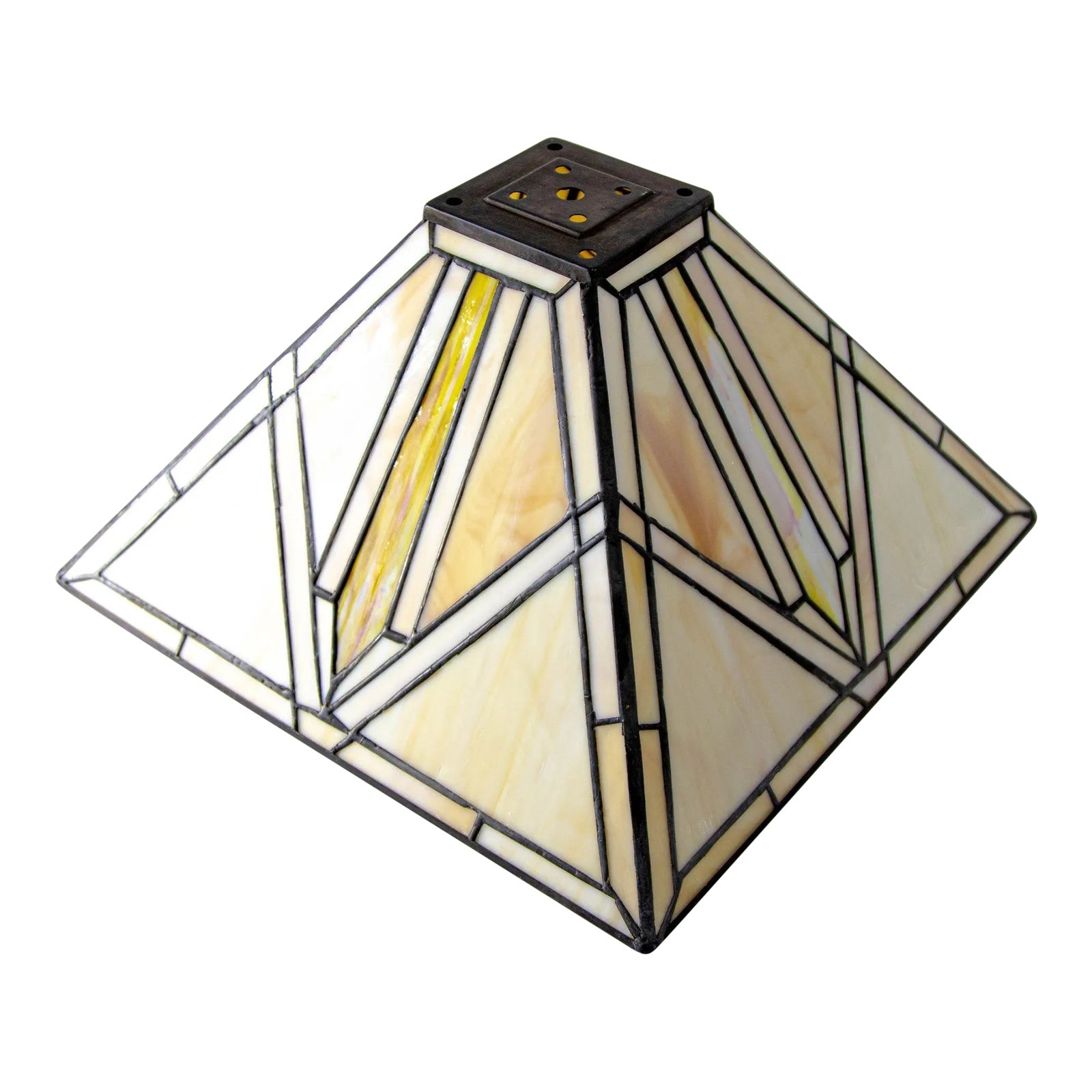 Vintage Arts & Crafts Mission Frank Lloyd Wright Style Stained Glass Lamp Shade | Chairish for Printable Free Frank Lloyd Wright Stained Glass Patterns