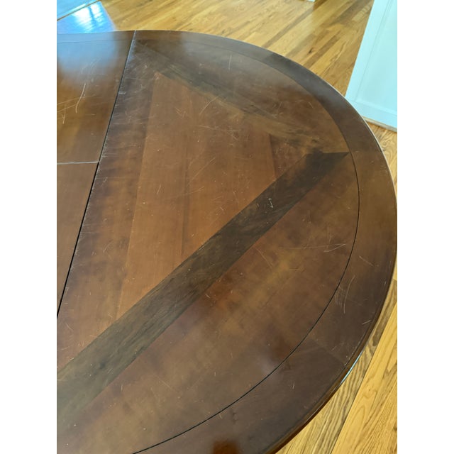 Grange Round Round Pedestal Table With Self-Storing Leaves For Sale In Washington DC - Image 6 of 9