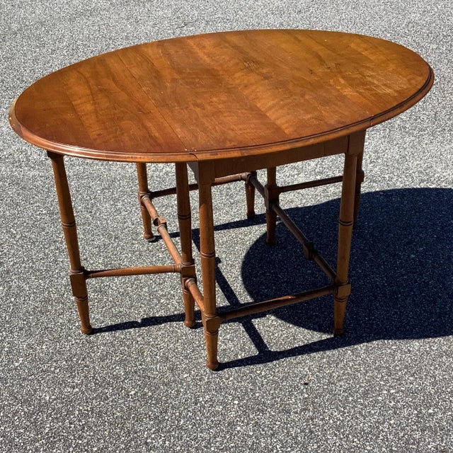 Brown Henredon Fine Furniture Drop Leaf Gate Leg Table For Sale - Image 8 of 9