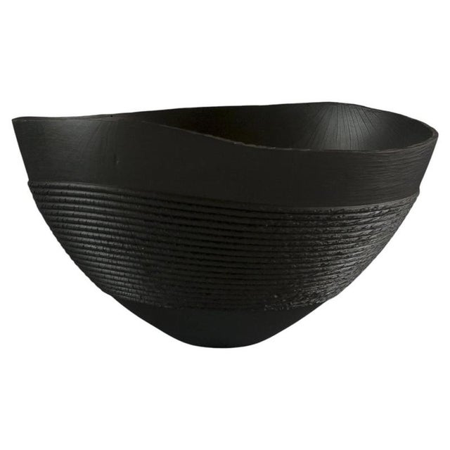 Wood Rope Bowl in Oak Black Stain Wood by Yann Marot For Sale - Image 7 of 7