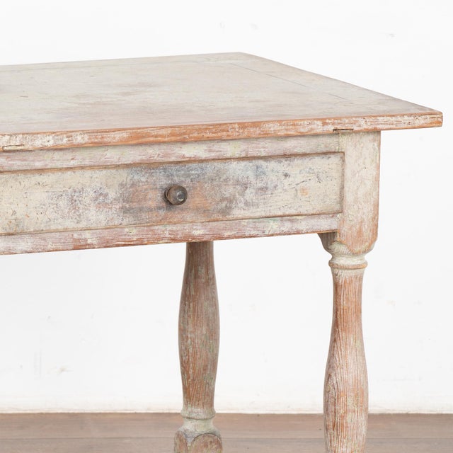 White Original White Painted Side Table With Single Drawer, Sweden Circa 1860-80 For Sale - Image 8 of 12