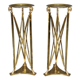 1960s Pair Maison Jansen Style Directoire Brass Pedestals For Sale