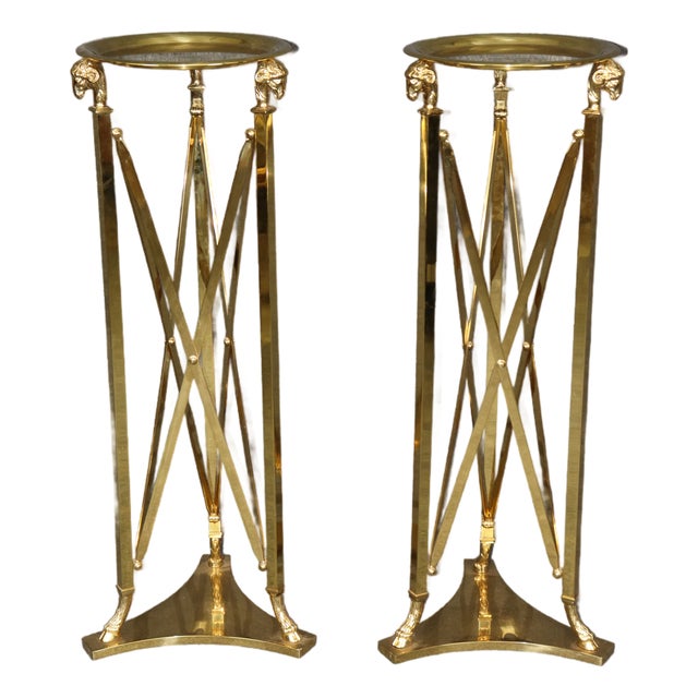 1960s Pair Maison Jansen Style Directoire Brass Pedestals For Sale