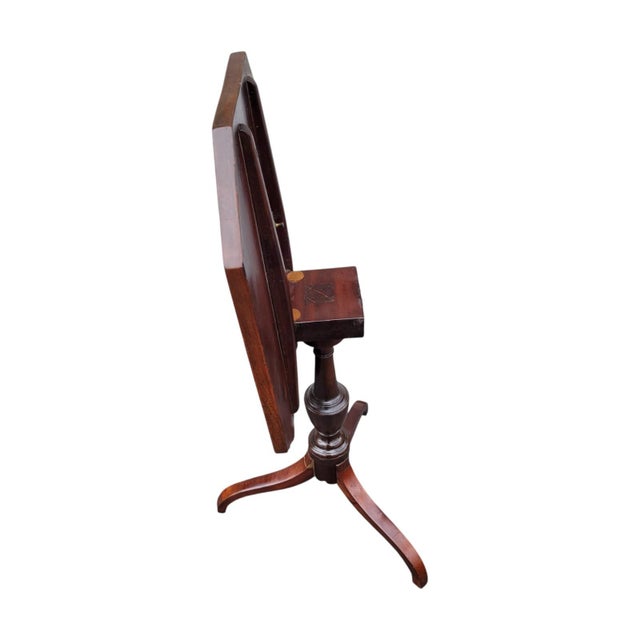 19th C American Federal Mahogany Tilt-Top Table – Octagonal Pedestal Base For Sale - Image 12 of 12