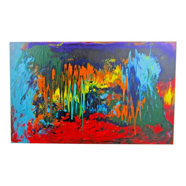 Artist Mark Adler Original Abstract Acrylic Dynamic Dripping Painting on Canvas For Sale