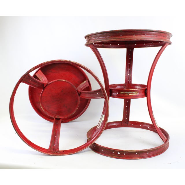 Round Red Side Table For Sale - Image 6 of 10