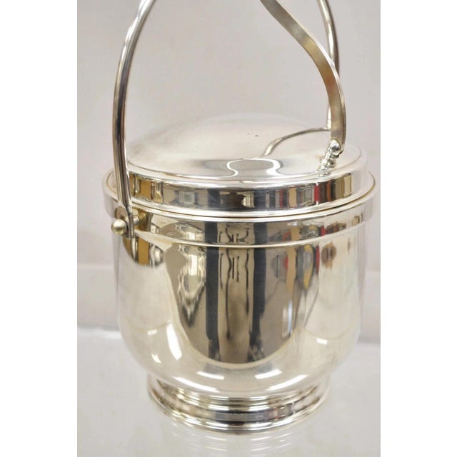 Vintage Wallace Mid Century Modern Silver Plated Glass Lined Hinged Ice Bucket For Sale - Image 10 of 11