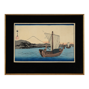 Kiyomi Barrier & Seiken Temple Near Okitsu- Japanese Woodcut Print on Rice Paper by Utagawa Hiroshige