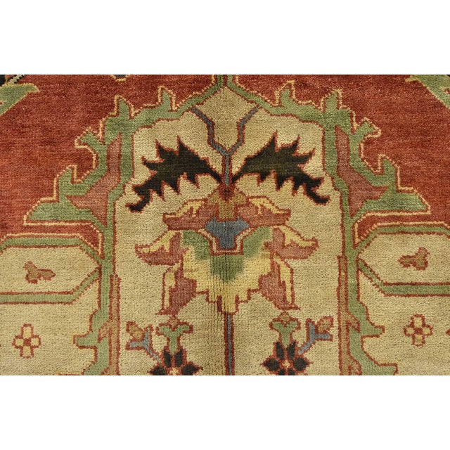 Heriz Rug 11’10” X 18′ Rust Wool Traditional Hand-Knotted Oriental Carpet For Sale - Image 10 of 15