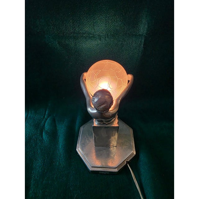 Metal 1970s Art Deco Accent Lamp For Sale - Image 7 of 9