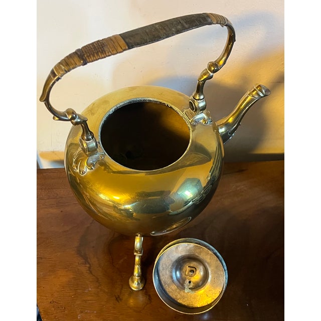 Antique 18th Century English George III Brass Tea Pot Kettle and Stand With Spirit Warming Lamp For Sale - Image 14 of 16