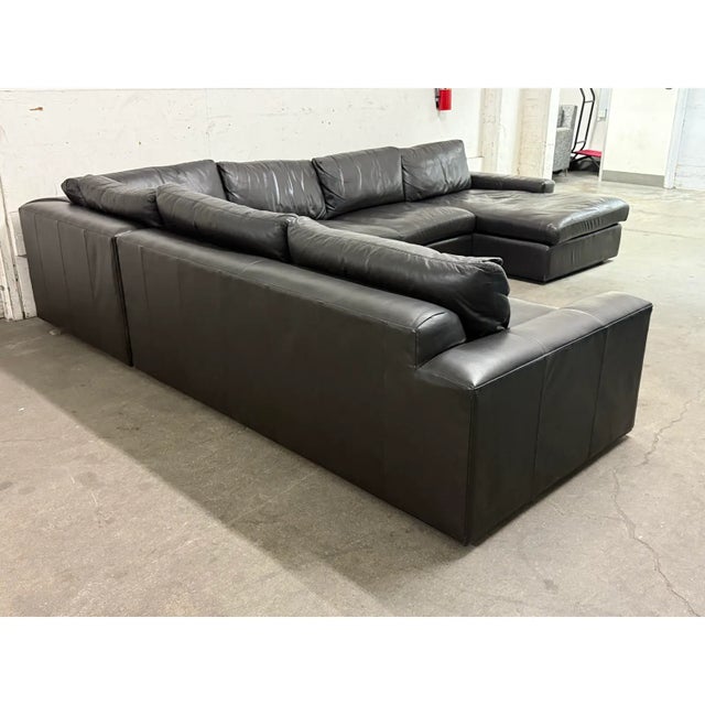 Brown Room & Board Metro Chaise Lounge Sectional For Sale - Image 8 of 12