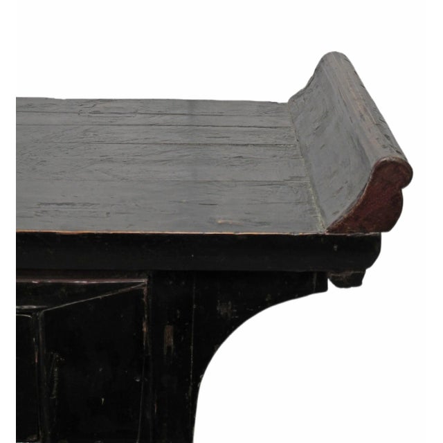 Antique Chinese Black Lacquer Altar Console Table For Sale - Image 11 of 13