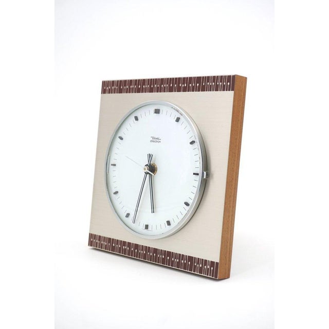Mid-Century Modern Wood and Metal Wall Clock from Diehl, 1960s For Sale - Image 3 of 6