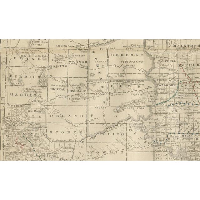 Dakota Territory Railroad Map, 1888 For Sale - Image 6 of 11