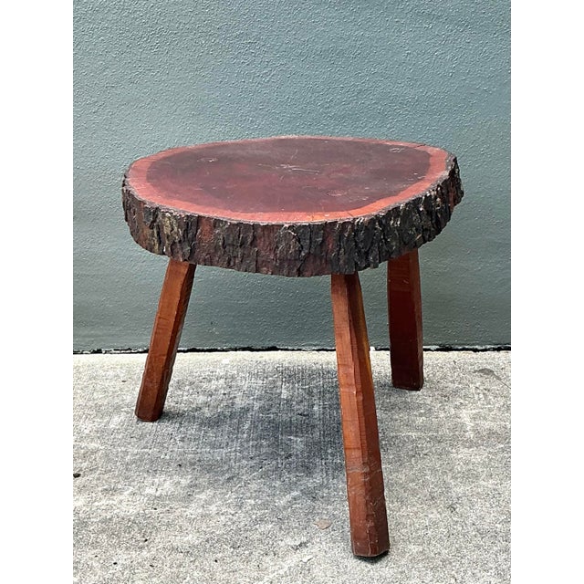 Vintage Wood Slab Side Table For Sale - Image 12 of 12
