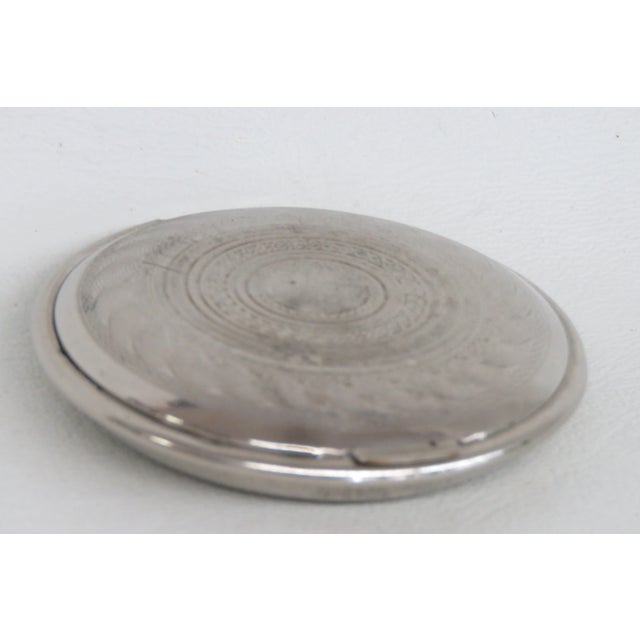 Silver Richard Hudnut Powder Compact Engraved Silver Tone Art Deco Pocket Mirror 4775b For Sale - Image 8 of 12