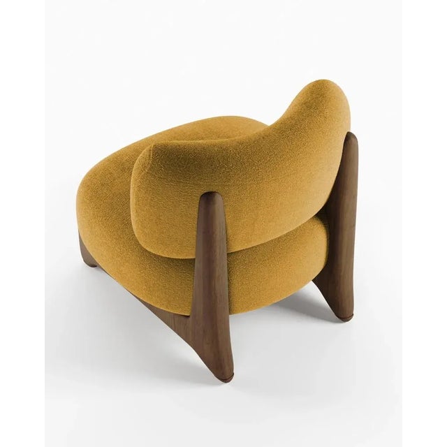 Modern Tobo Armchair in Fabric Boucle Mustard and Smoked Oak by Collector Studio For Sale - Image 4 of 5