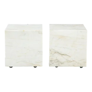 White Marble Cube Tables - A Pair
