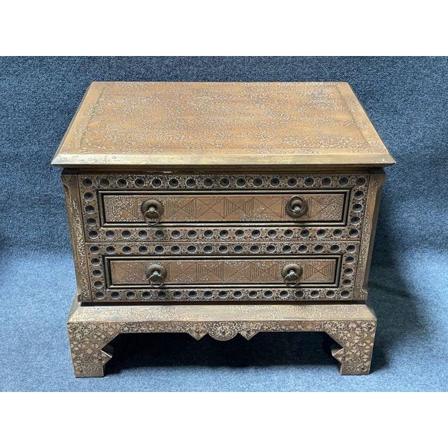1980s Pair of Intricately Carved Two-Drawer Nightstands For Sale - Image 5 of 7