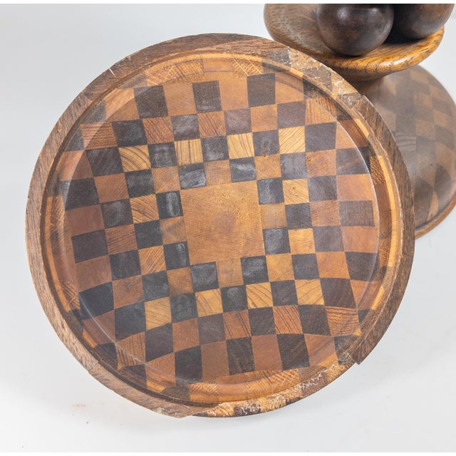 Early 20th Century Folk Art Parquetry Turned Wood Centerpiece Chalice For Sale - Image 11 of 18