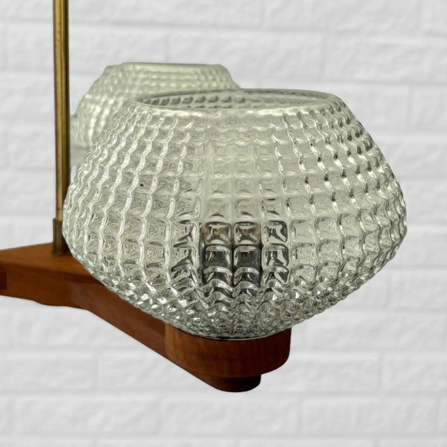 1950s Mid-Century Modern Scandinavian Pendant in Teak and Glass, 1950s For Sale - Image 5 of 6