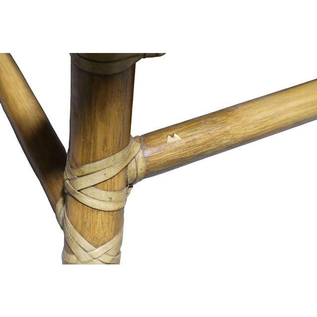 Vintage Pair of Organic Modern McGuire Twisted Bamboo Reclining Arm Chairs With Ottomans For Sale - Image 10 of 13