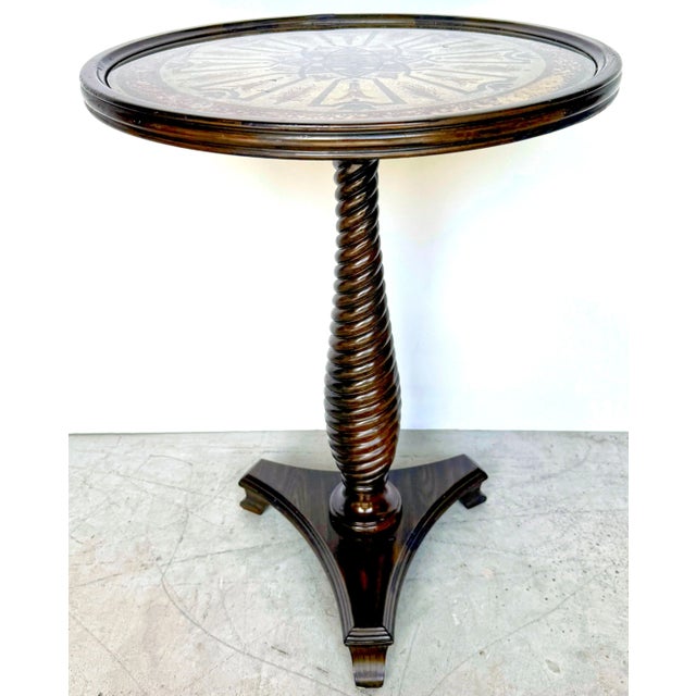 English Regency Style Eglomise Reverse Painted Neoclassical Side Table For Sale - Image 4 of 9