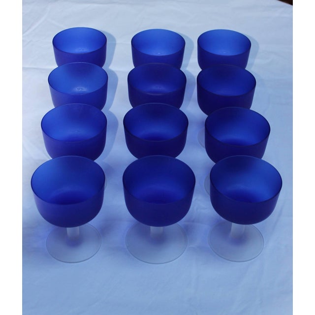 Stunning set of 12 Italian handblown glass goblets, six of them still have the label.