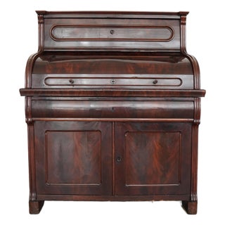 Antique Victorian Cylinder Roll-Top Secretary Desk For Sale