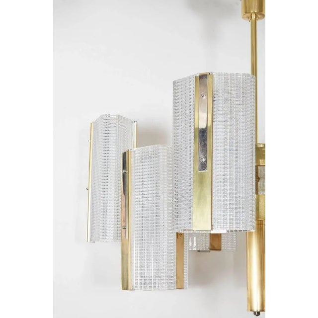 Mid-Century Modern Kalmar Modernist Brass and Glass Ten-Arm Austrian Chandelier For Sale - Image 3 of 12