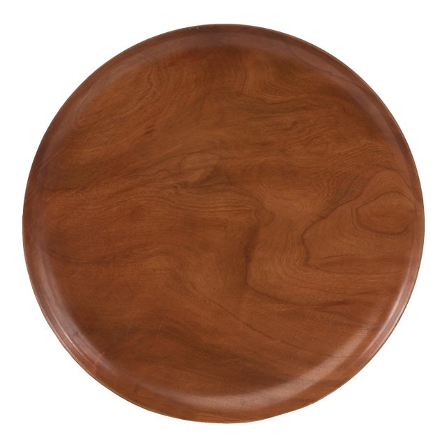 Cherry Wood Plate Handmade Hand Turned Craftsman Wooden Vintage For Sale