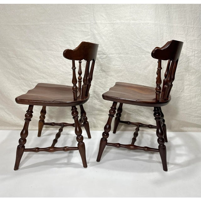 1940s 1940’s Colonial Revival Scallop Back Windsor Chairs For Sale - Image 5 of 14