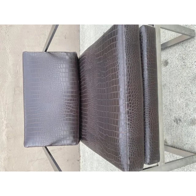 1980s Faux Crocodile Milo Baughman Style Chairs - a Pair For Sale - Image 5 of 7