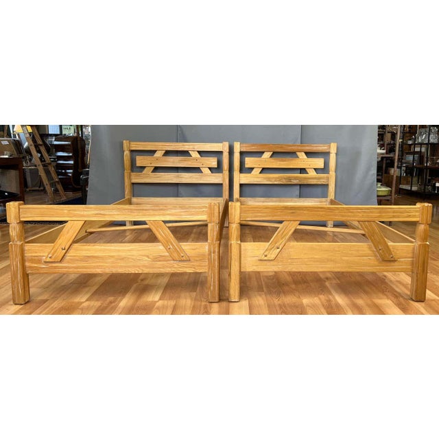 Pair Western Style A, Brandt "Ranch Oak" Twin Bed Frames Chairish
