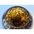 Large hand-blown art glass vessel featuring a dramatic tortoiseshell pattern in rich amber, honey, and dark brown tones....