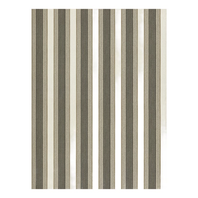 The House of Scalamandré Arlo Stripe Wallpaper, Mocha For Sale