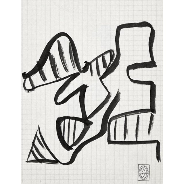 Vintage Mid-Century modern abstract painting on paper from France and signed by french artist Maurice Parant. Comes in...