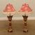 Quality Pair Gold Crackle Painted Composition Table Lamps with Shades