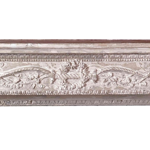 Light Gray Antique Louis XV Style Plaster Fireplace Mantel For Sale - Image 8 of 9