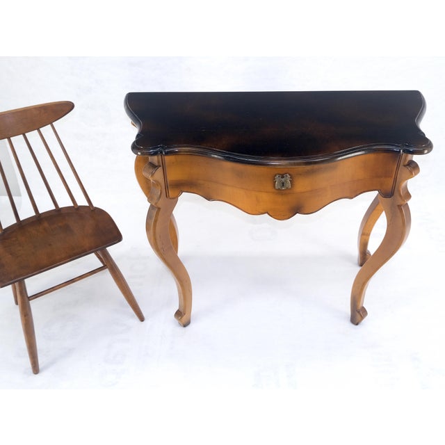 Baker One Drawer Cabriole Leg Fruitwood Paper Finished Drawer Console Table MINT For Sale - Image 9 of 14