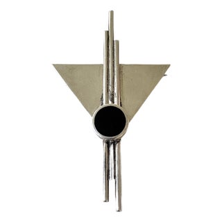 Art Deco Sterling Silver and Onyx Brooch For Sale