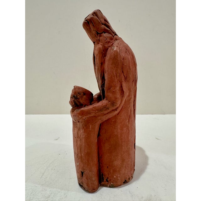 1960s Larry Mohr Terracotta Mother and Child FIgural Sculpture Signed From Artist Estate For Sale - Image 4 of 8