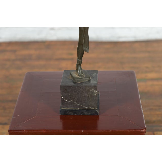 Vintage Art Deco Style Lost Wax Cast Bronze Table Lamp Depicting a Young Dancer For Sale In New York - Image 6 of 10
