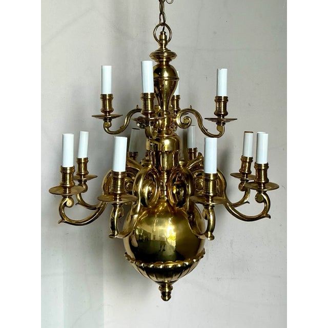 Vintage Regency Dutch Baroque Brass Chandelier For Sale In West Palm - Image 6 of 10