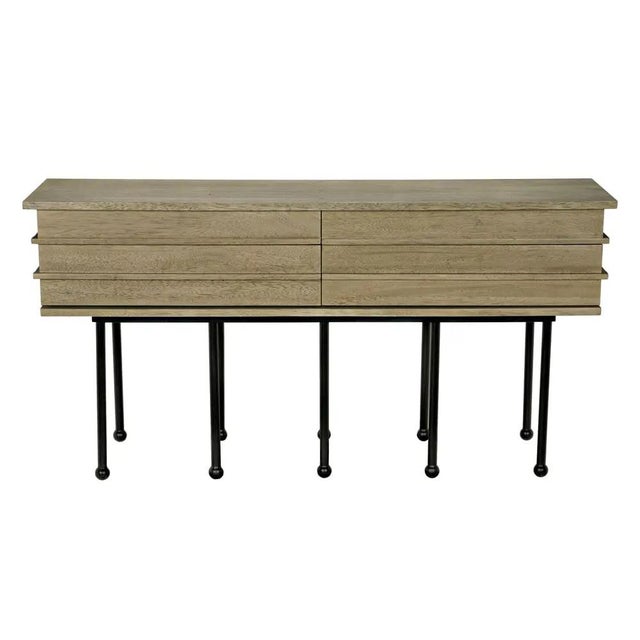 The Oliver Console is a masterful composition of Walnut, Industrial Steel, and Veneer, finished in a stunning Washed...
