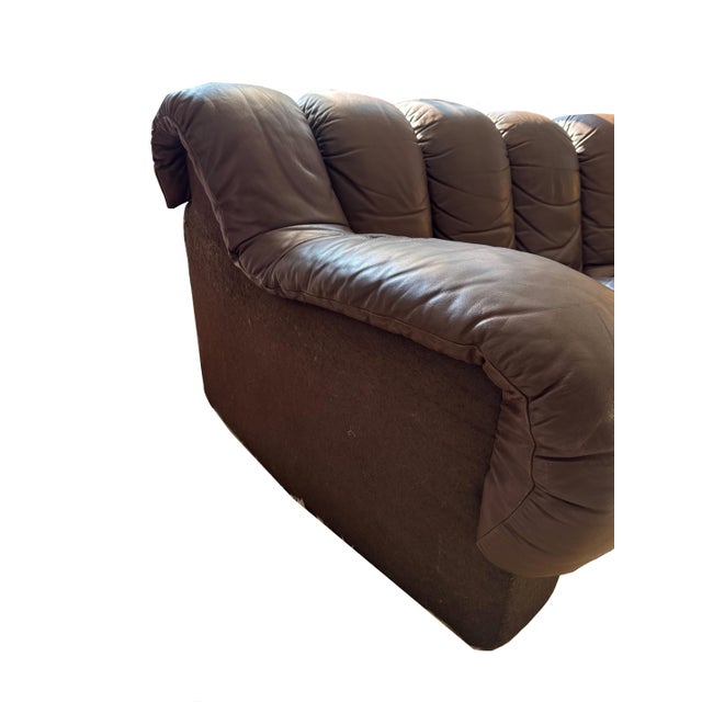 1970s Vintage Modular Brown Leather Snake Sofa Ds600 Attributed to Elenora Peduzzi for De Sede, 1970s For Sale - Image 5 of 10