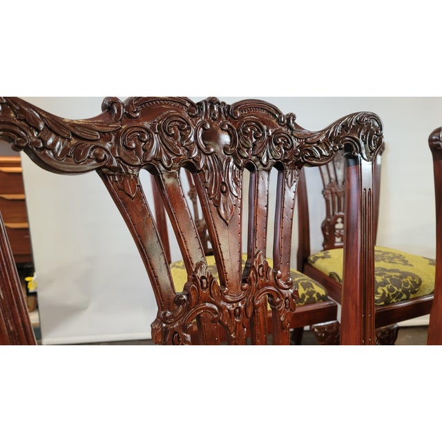 1990s Vintage Mahogany Chippendale Dining Chairs Carved Ball & Claw Set 4 For Sale - Image 5 of 8