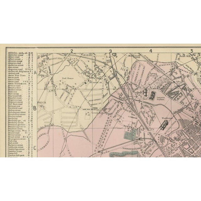 Black Victorian Birmingham City Plan Map by Edward Weller, 1885 For Sale - Image 8 of 11